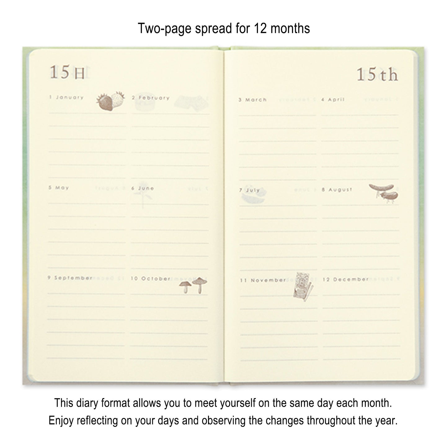 Midori 12 - Month Diary - Gate Green - Diaries & Planners