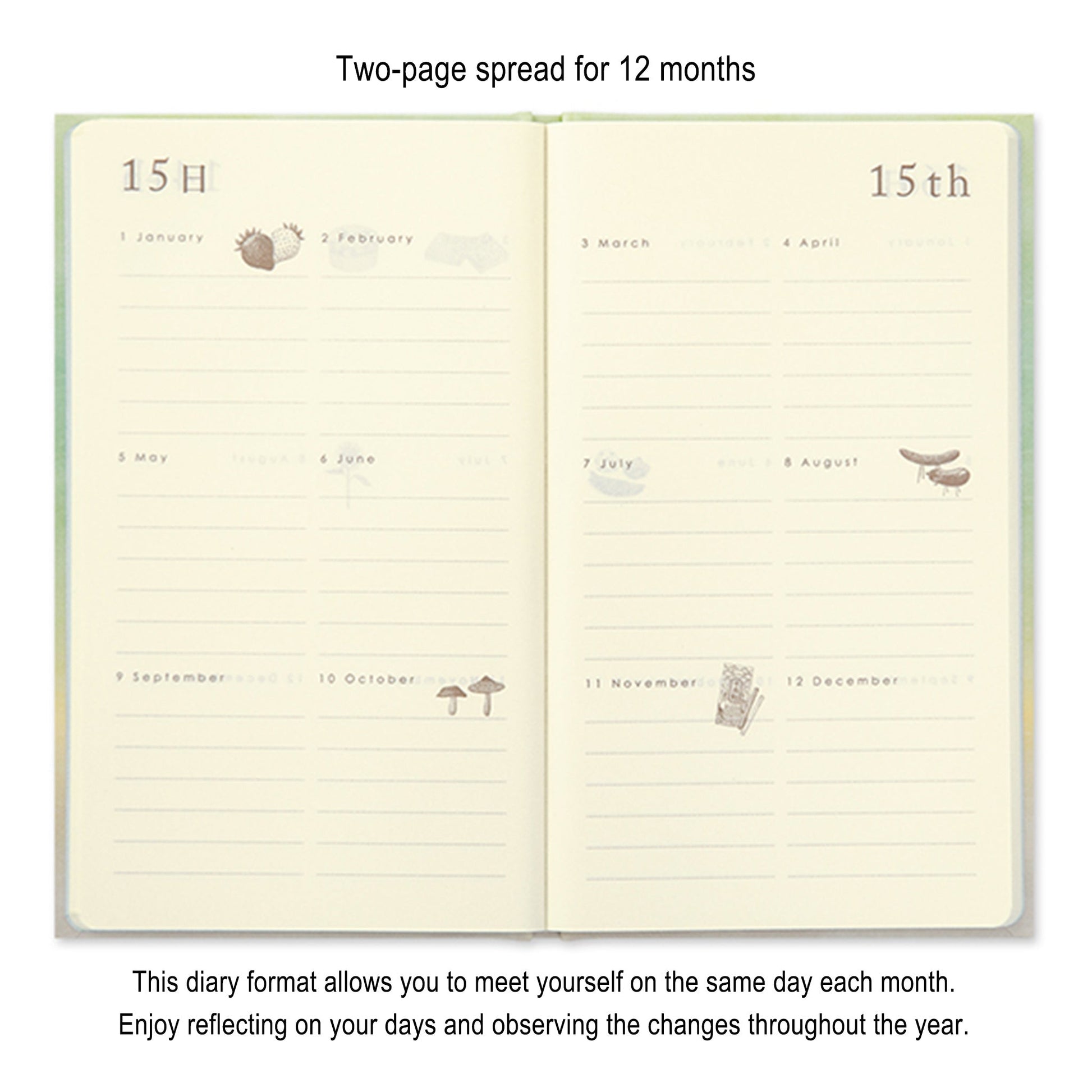 Midori 12 - Month Diary - Gate Green - Diaries & Planners