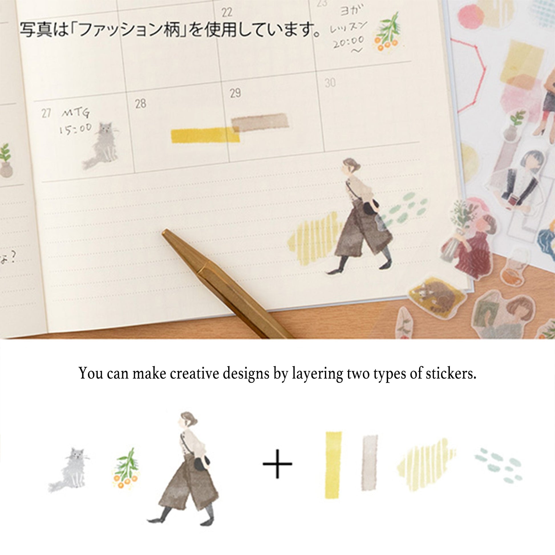 Midori 2 Sheets Washi Stickers - Fashion - Sticker Sheets