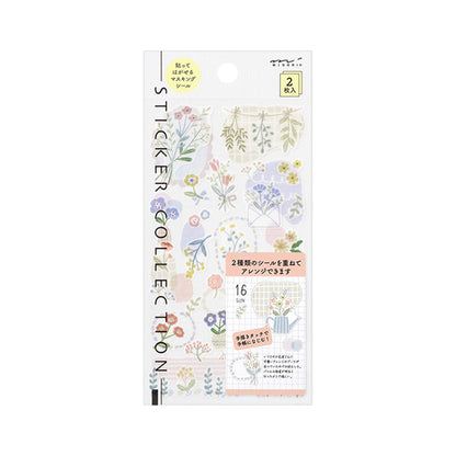 Midori 2 Sheets Washi Stickers - Floral - Sticker Sheets