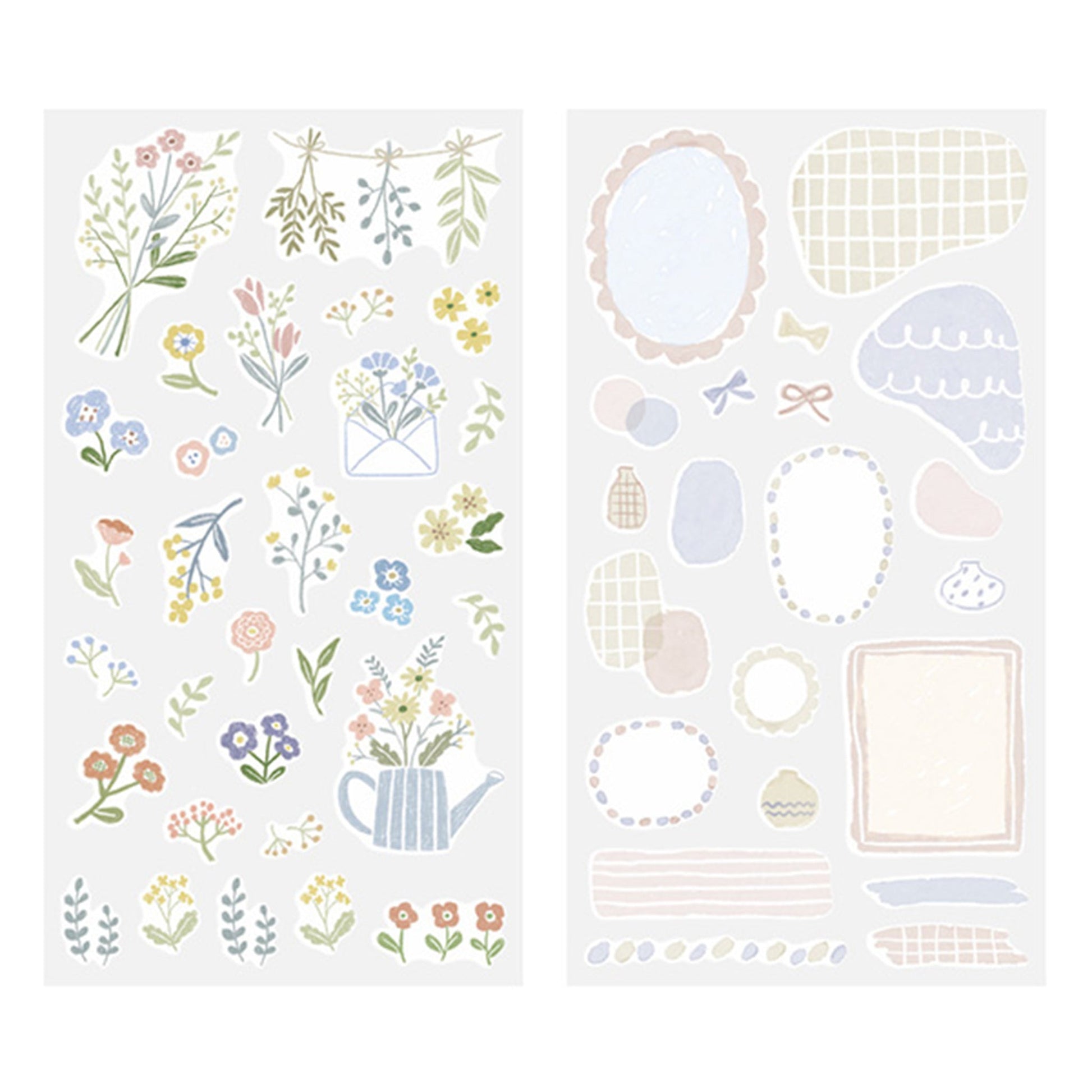 Midori 2 Sheets Washi Stickers - Floral - Sticker Sheets