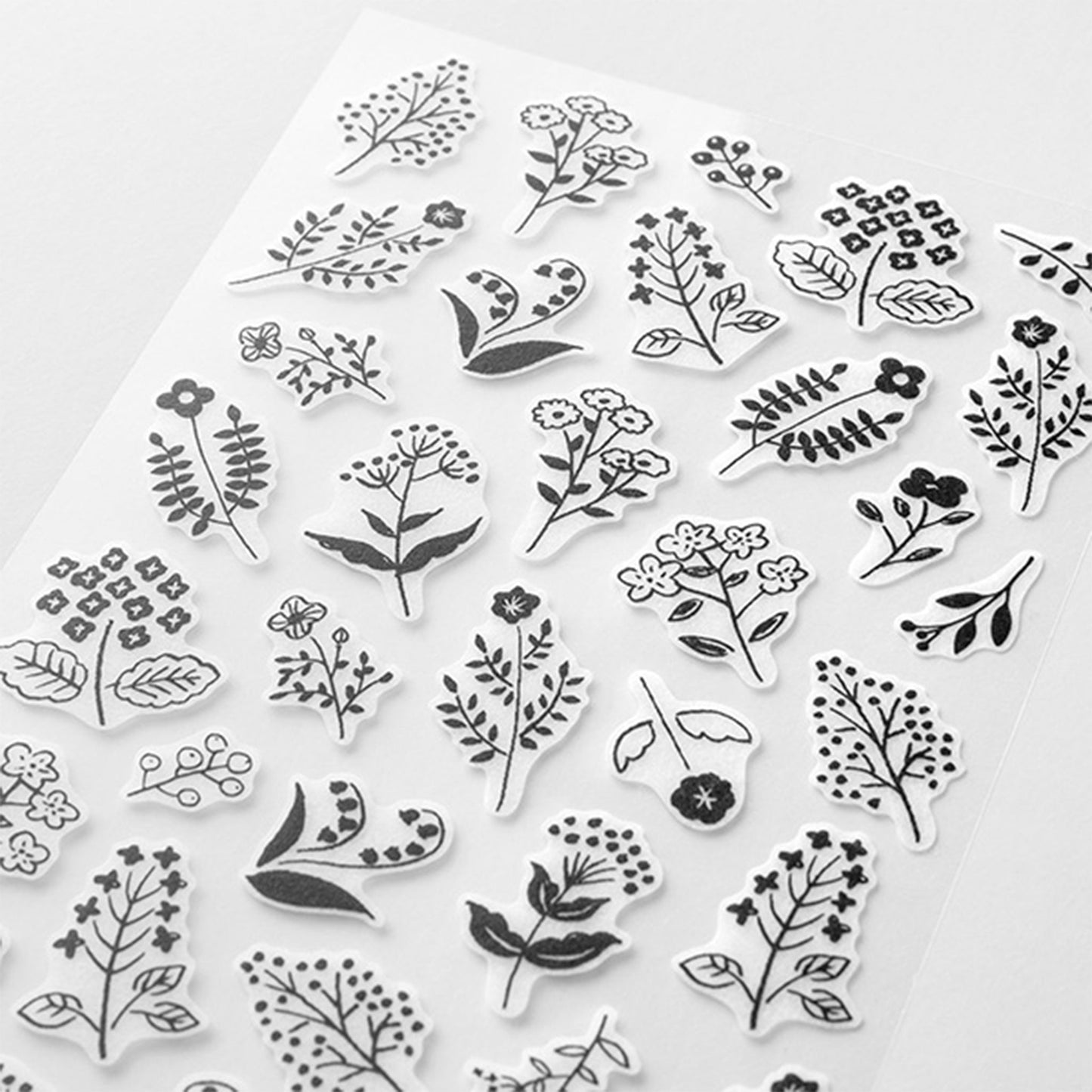 Midori 2 Sheets Washi Stickers - Monotone Floral - Sticker Sheets