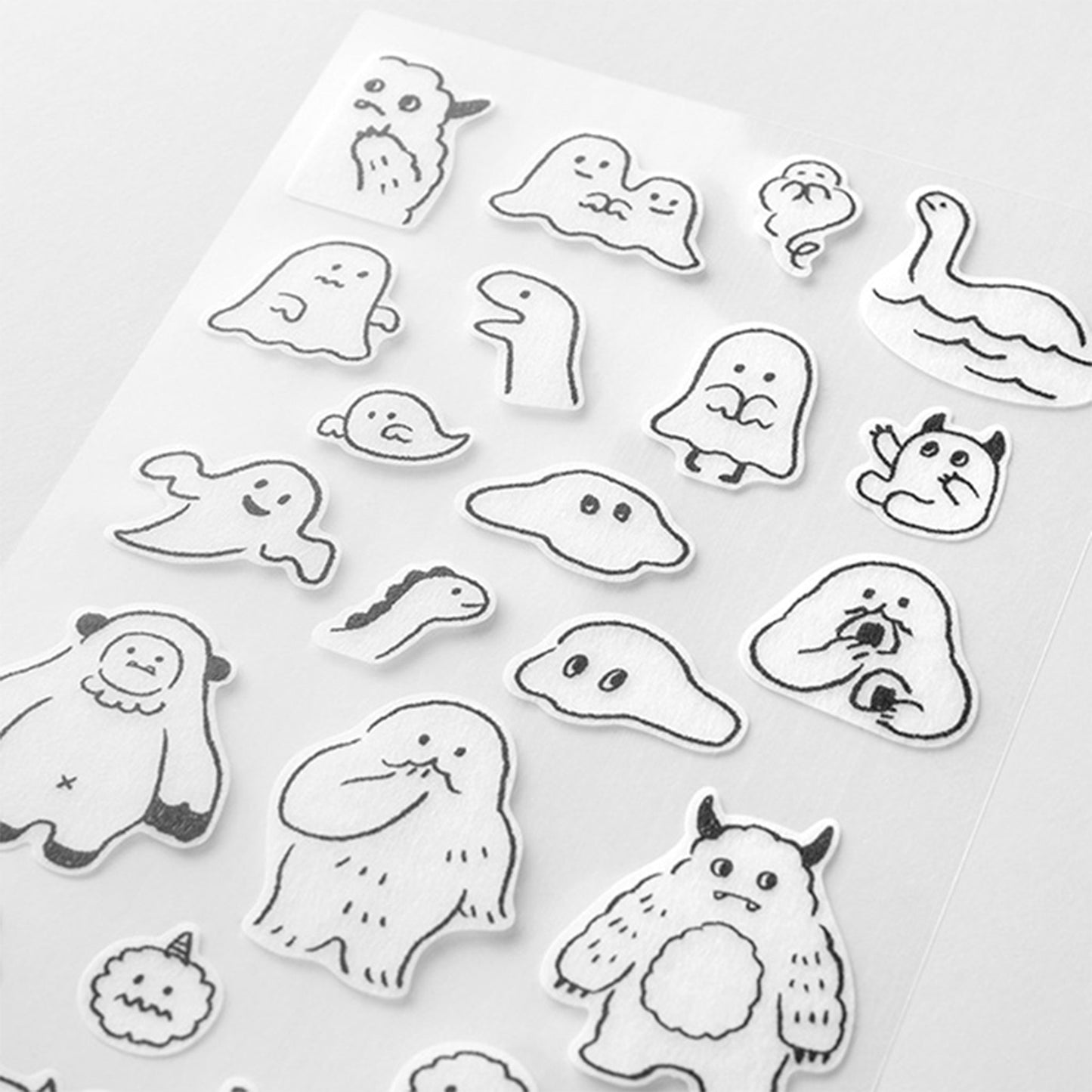 Midori 2 Sheets Washi Stickers - Monotone Monsters - Sticker Sheets