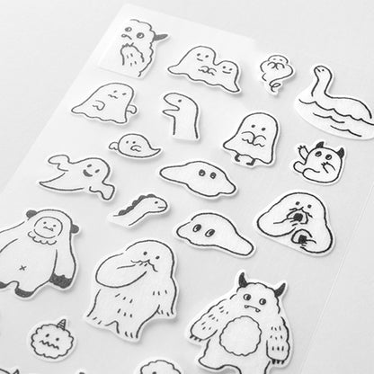 Midori 2 Sheets Washi Stickers - Monotone Monsters - Sticker Sheets