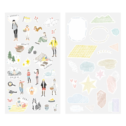 Midori 2 Sheets Washi Stickers - Outdoor Activities - Sticker Sheets