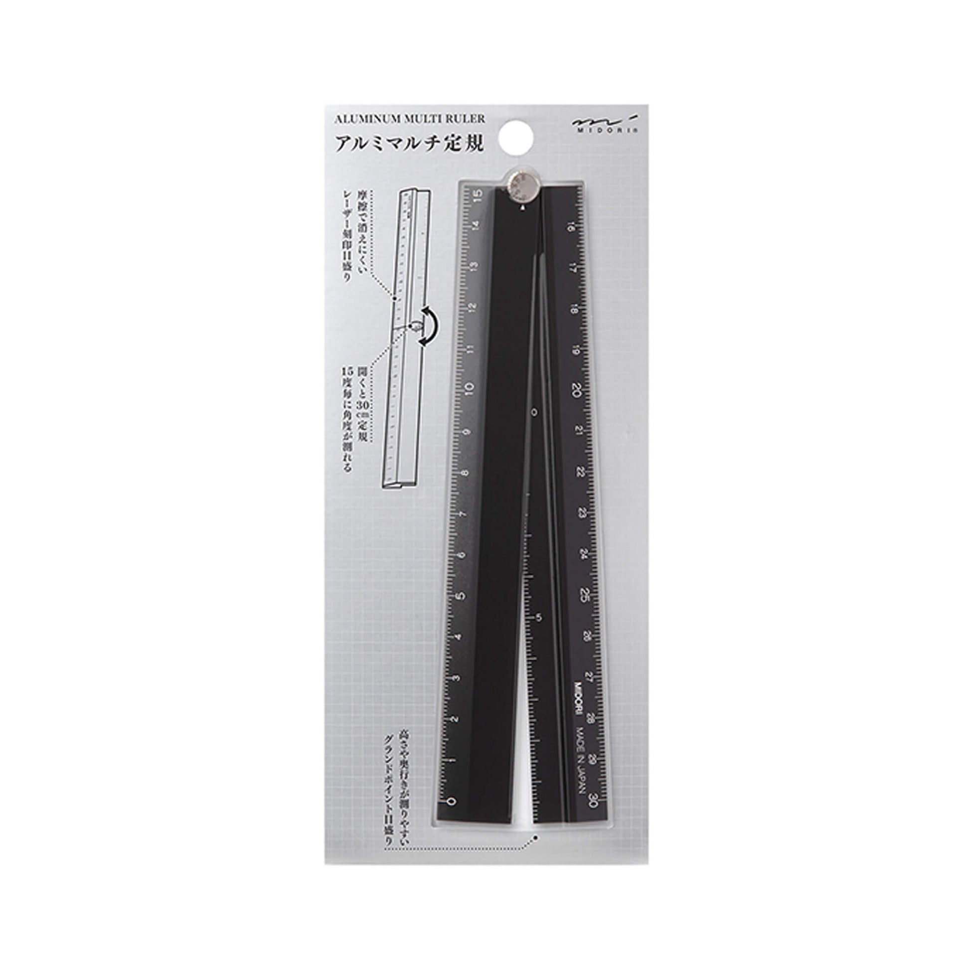 Midori Aluminium Multi Ruler 30cm Black - Rulers