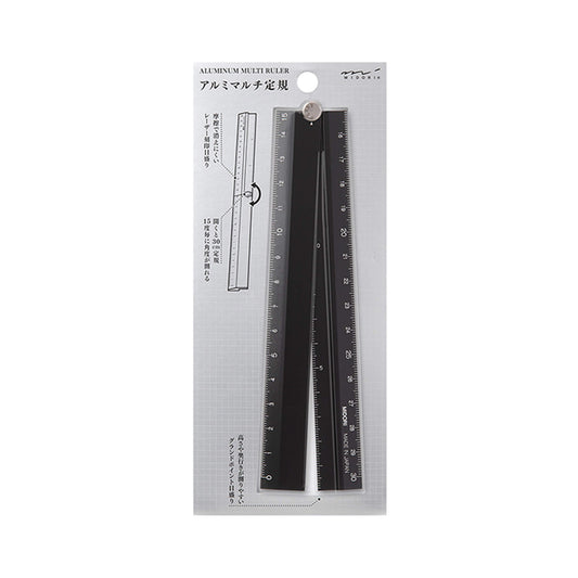 Midori Aluminium Multi Ruler 30cm Black - Rulers