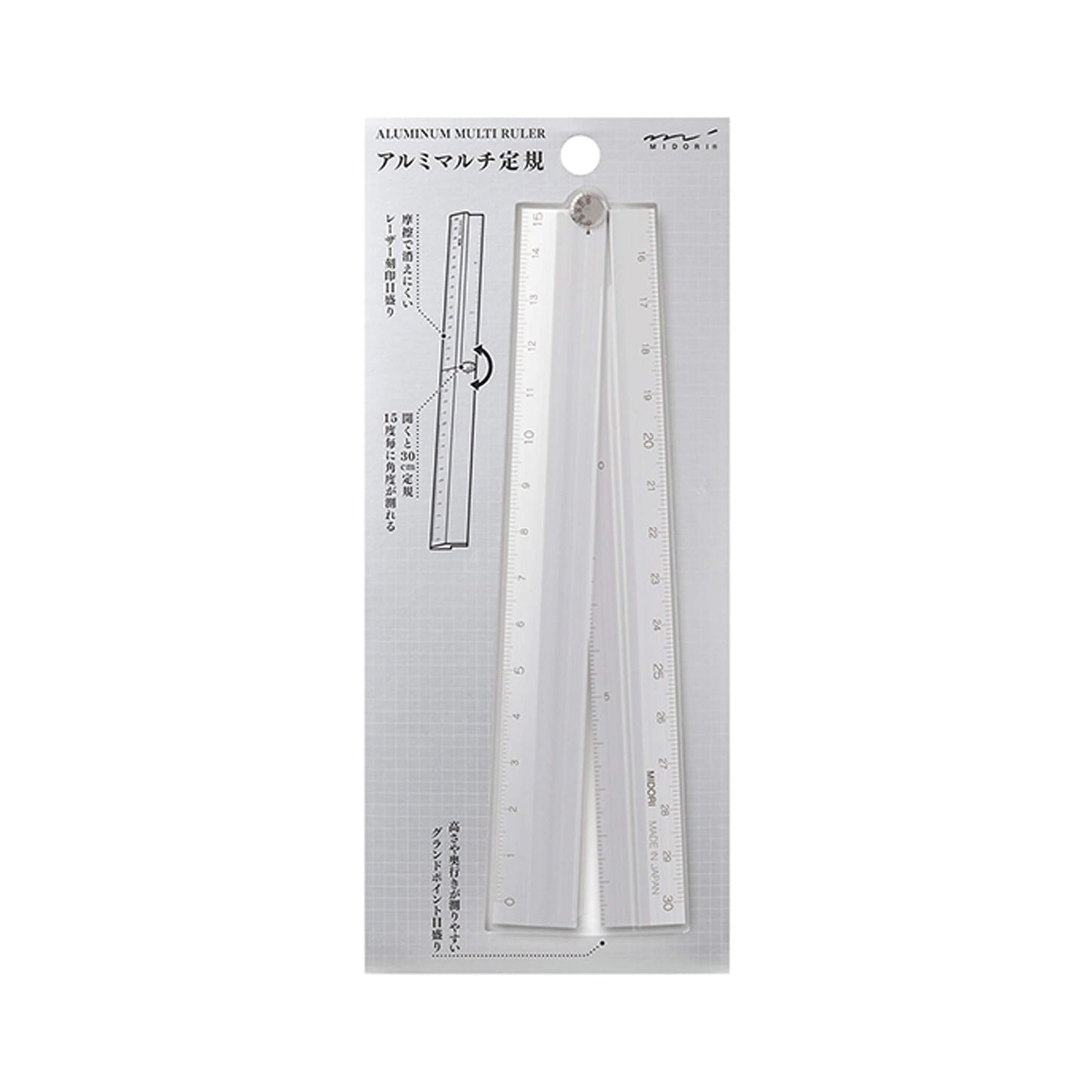 Midori Aluminium Multi Ruler 30cm - Silver - Rulers
