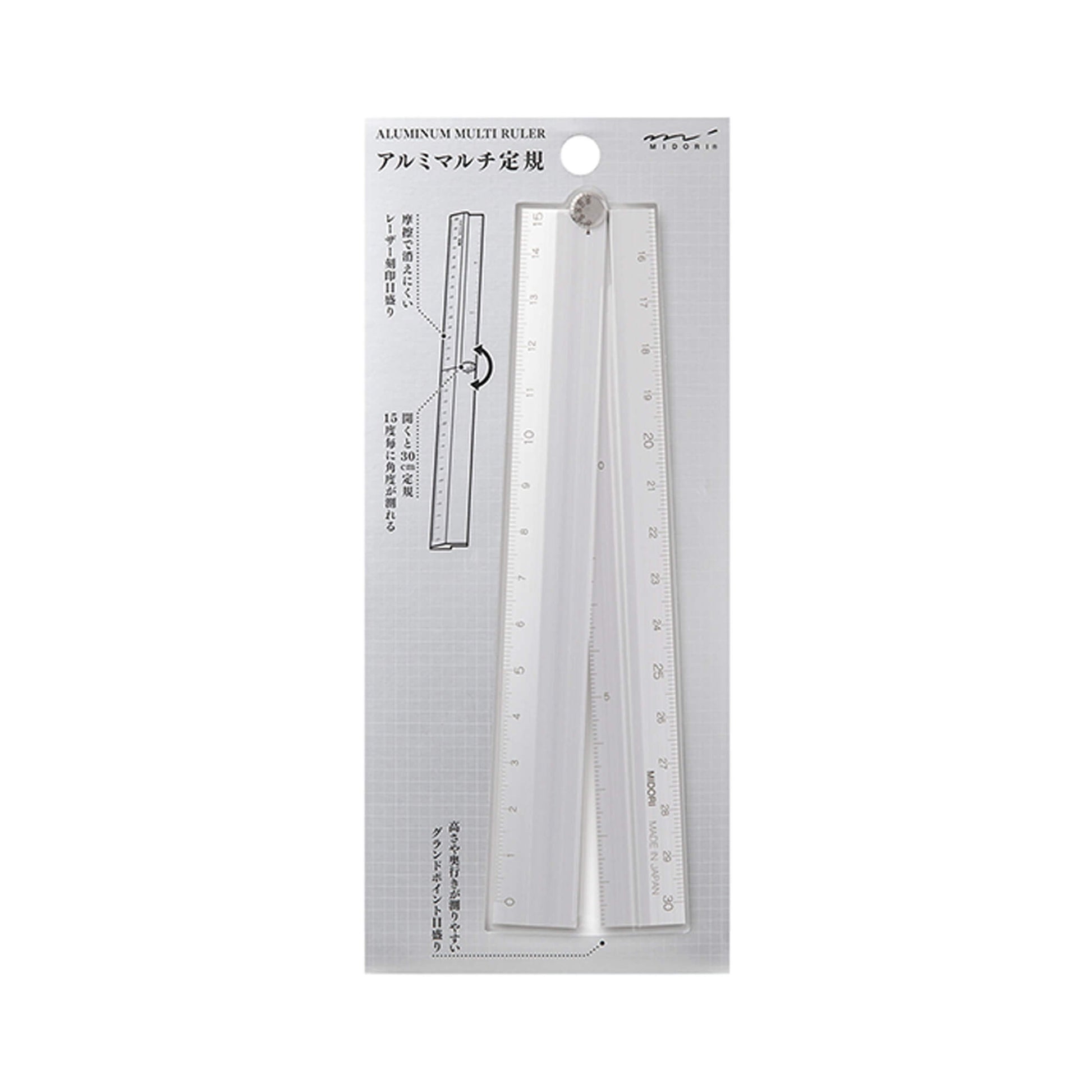 Midori Aluminium Multi Ruler 30cm - Silver - Rulers