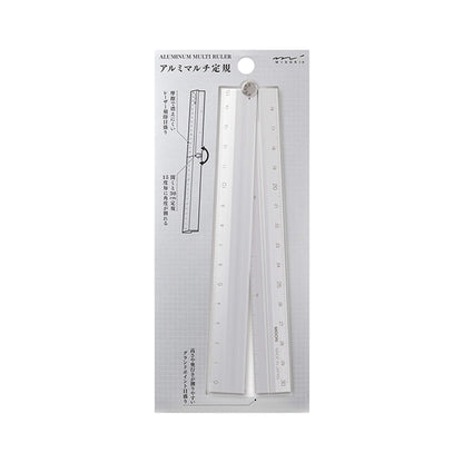 Midori Aluminium Multi Ruler 30cm - Silver - Rulers