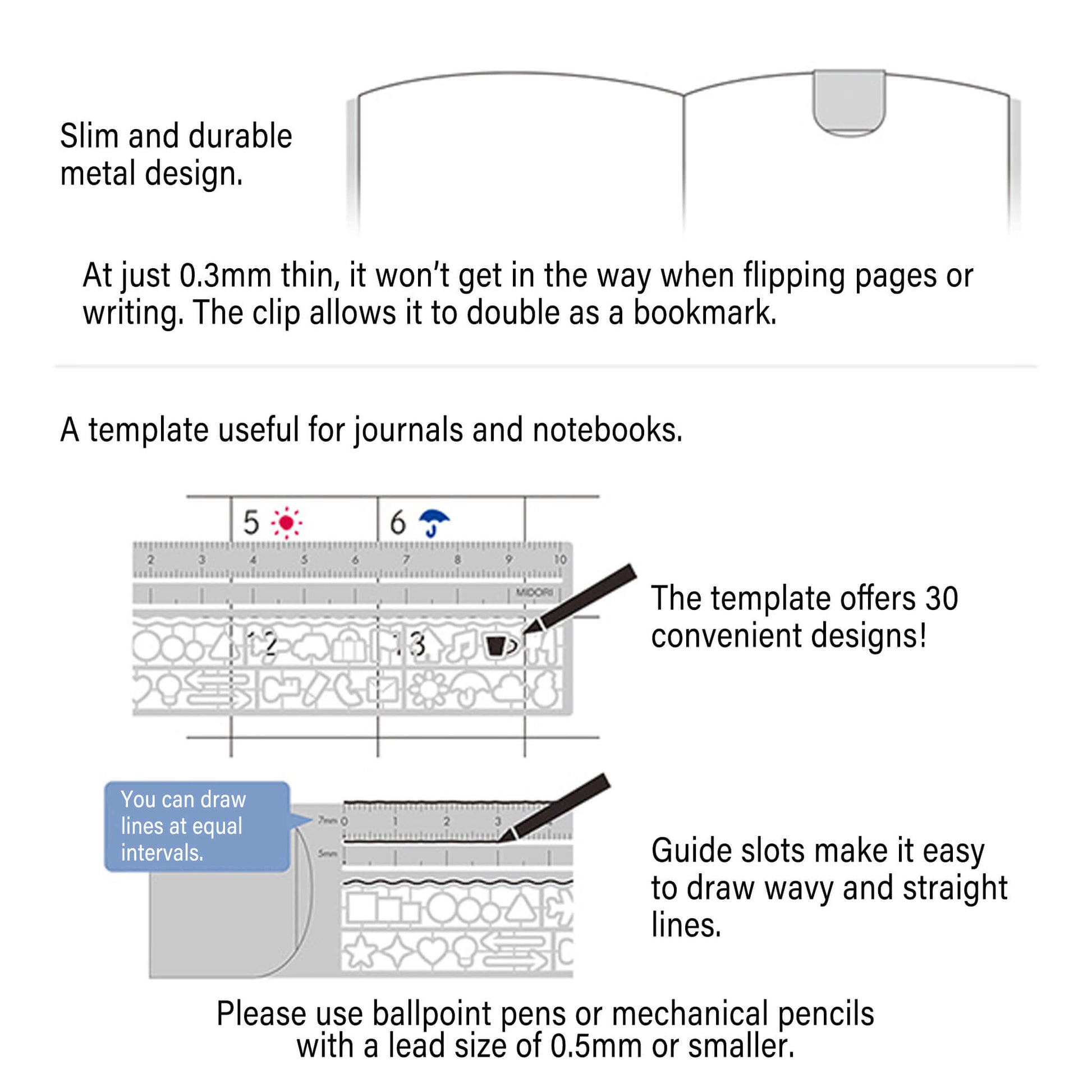 Midori Clip Ruler Icon Silver - Template Rulers