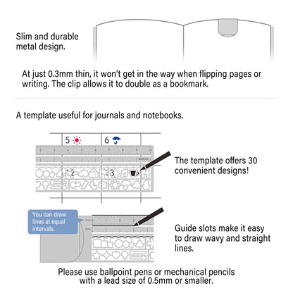 Midori Clip Ruler Icon Silver - Template Rulers