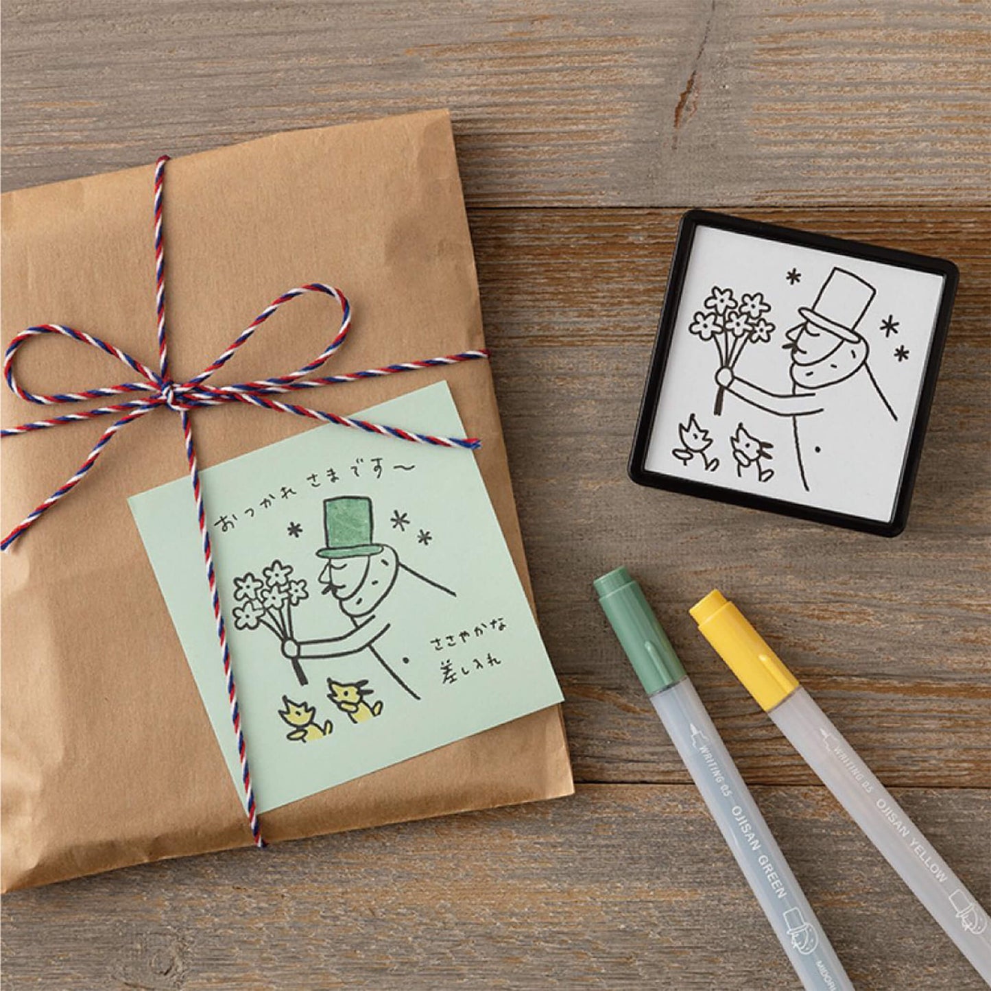 Midori Color Pen Set for Paintable Stamp Ojisan 30th Anniversary - Brush Pens