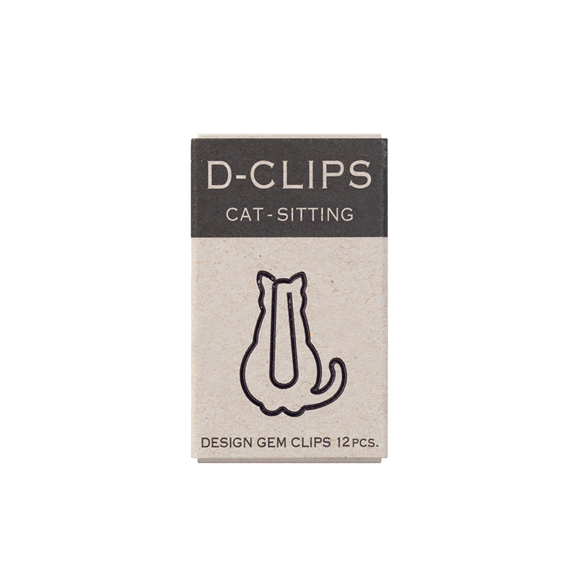 Midori D - clips Mini Box - Black Sitting Cat - Paper Clips