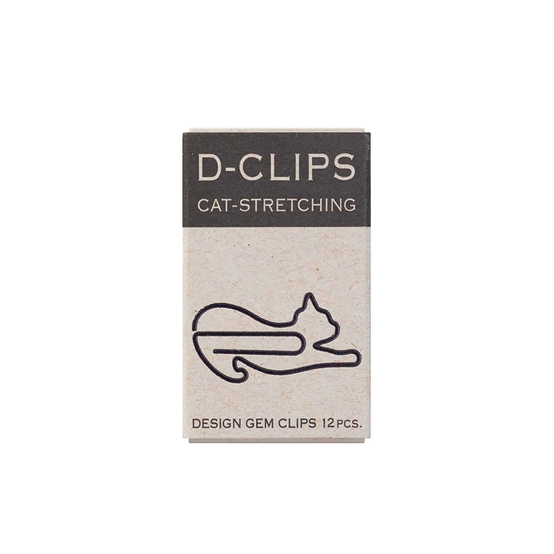 Midori D - clips Mini Box - Black Stretching Cat - Paper Clips