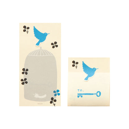 Midori Foldable Secret Sticky Notes - Blue Bird - Sticky Notes