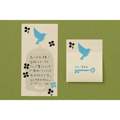 Midori Foldable Secret Sticky Notes - Blue Bird - Sticky Notes