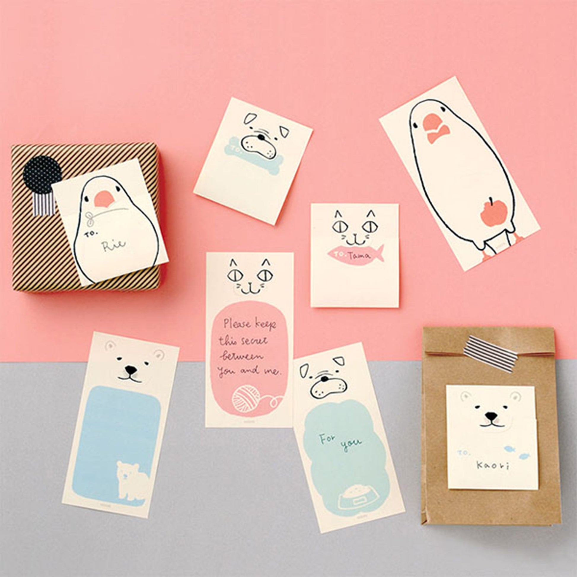 Midori Foldable Secret Sticky Notes - Cat - Sticky Notes