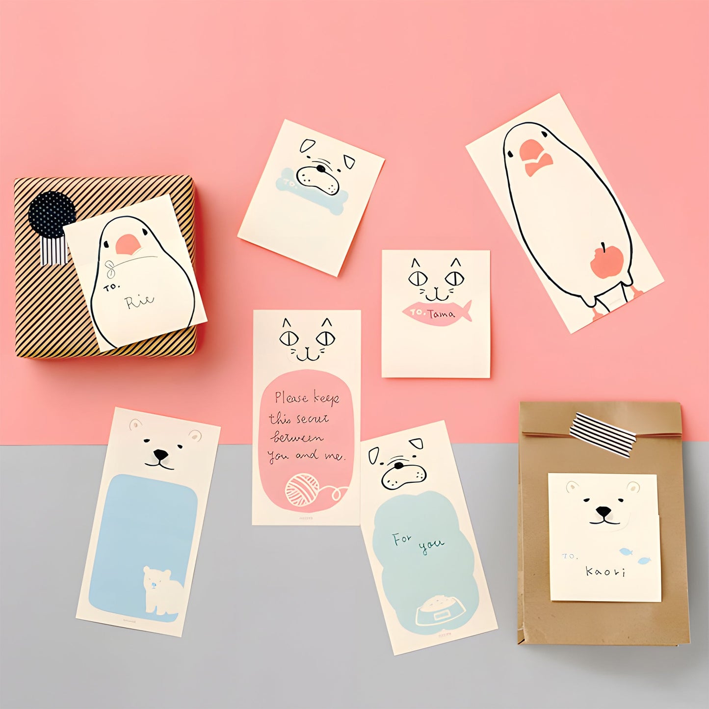 Midori Foldable Secret Sticky Notes - Polar Bear - Sticky Notes