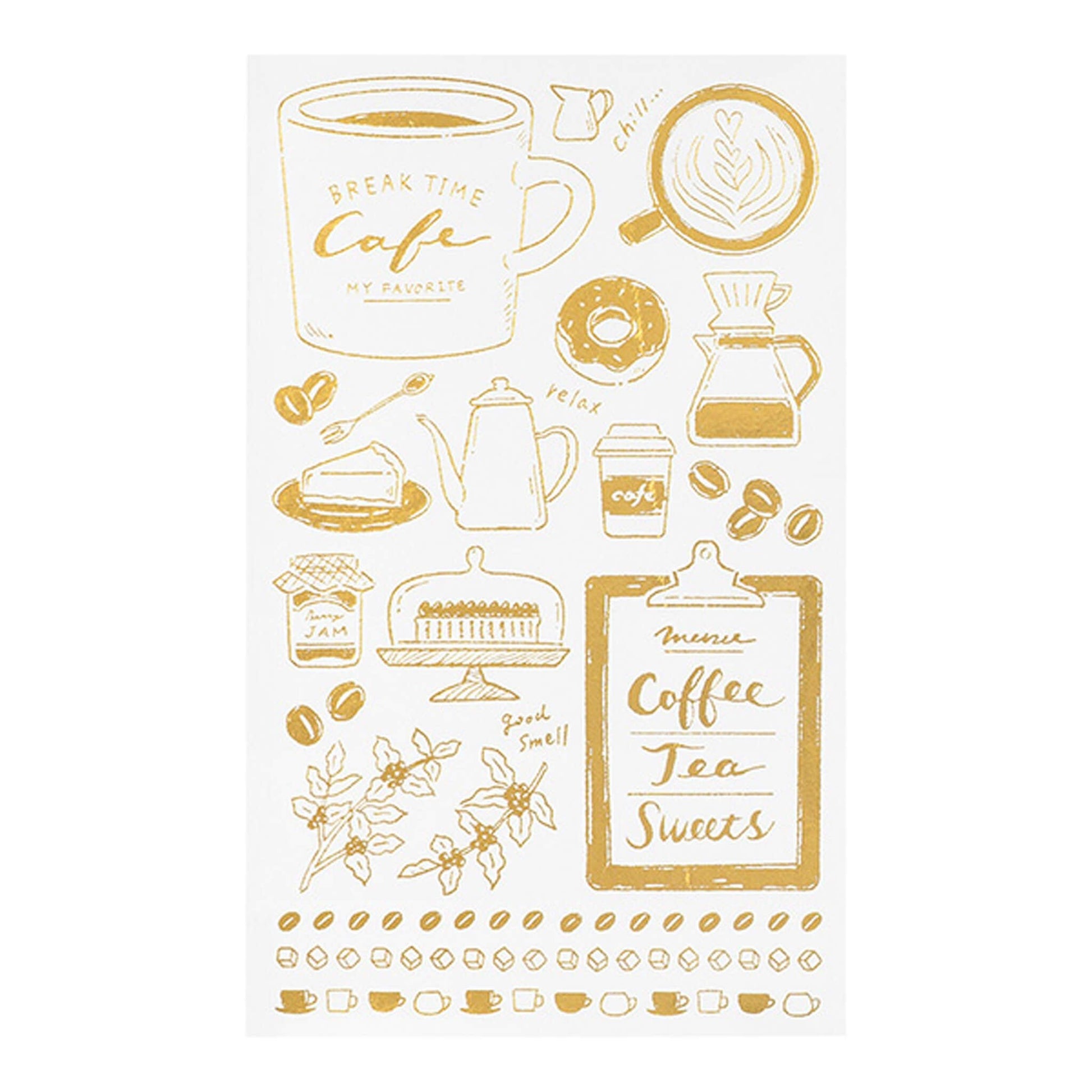 Midori Gold Foil Transfer Sticker - Coffee - Transfer Stickers