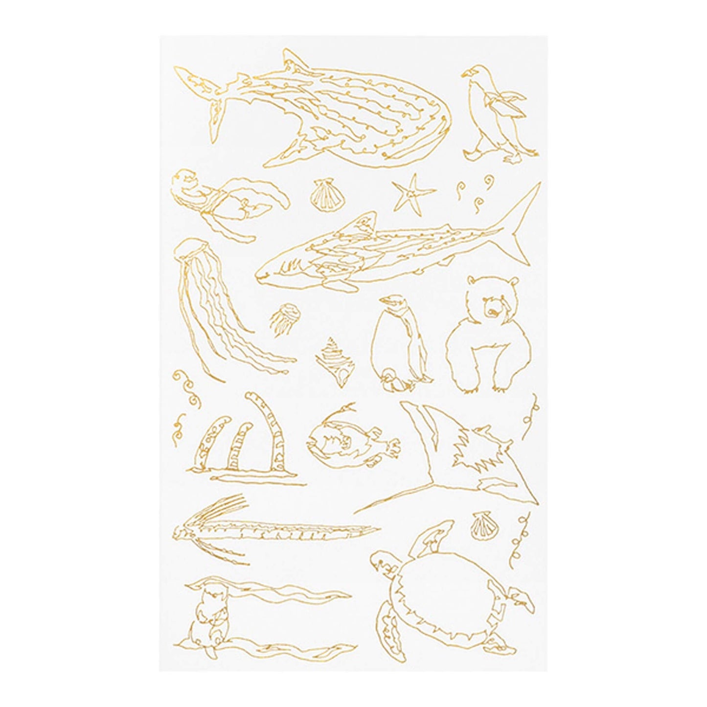 Midori Gold Foil Transfer Sticker - Sea Creature - Transfer Stickers