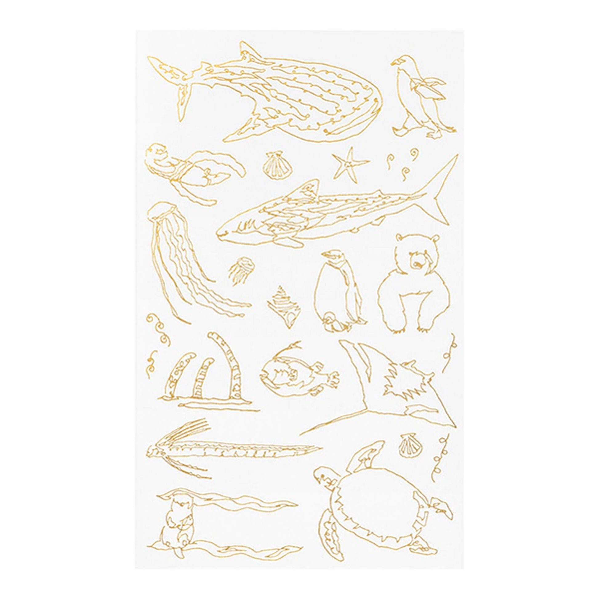 Midori Gold Foil Transfer Sticker - Sea Creature - Transfer Stickers