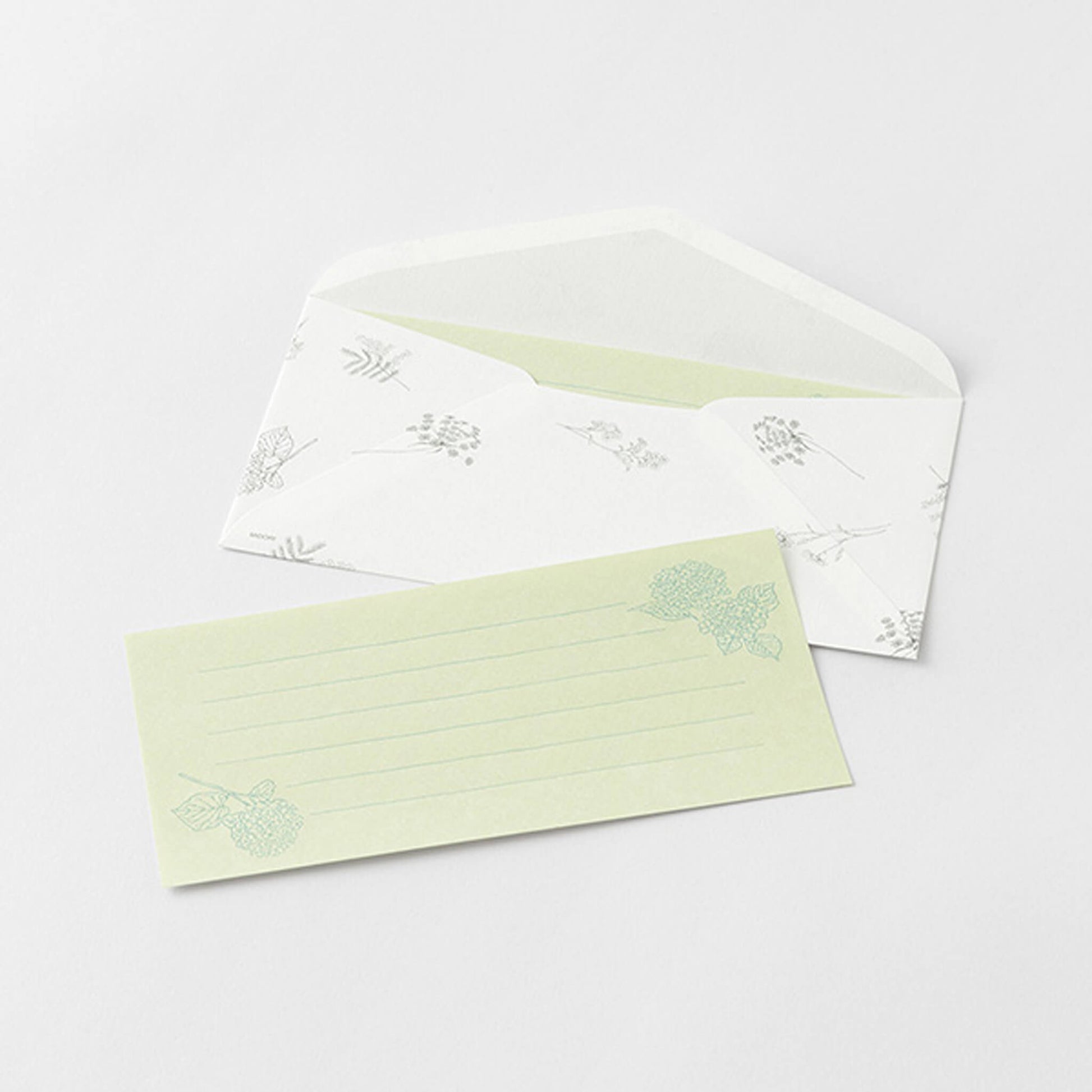 Midori Hanairo Washi Ippitsusen Letter Set – Green - Letter Writing Sets