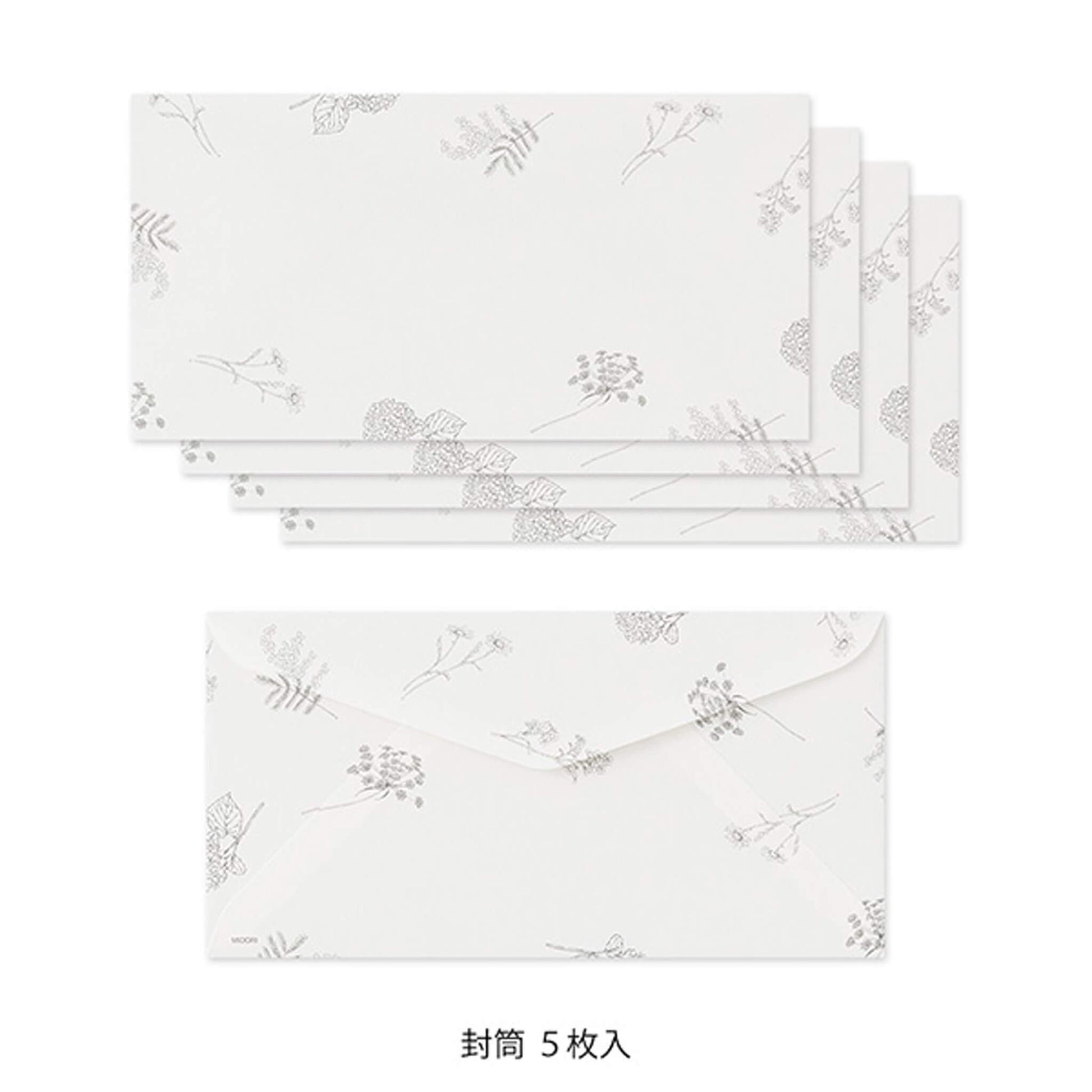 Midori Hanairo Washi Ippitsusen Letter Set – White - Letter Writing Sets