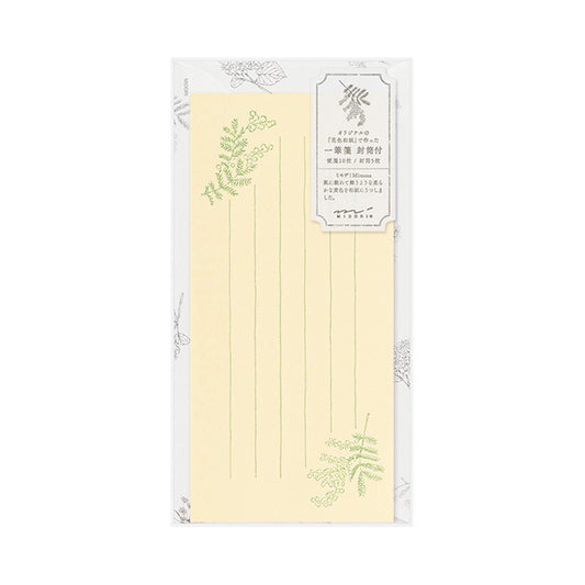 Midori Hanairo Washi Ippitsusen Letter Set – Yellow - Letter Writing Sets