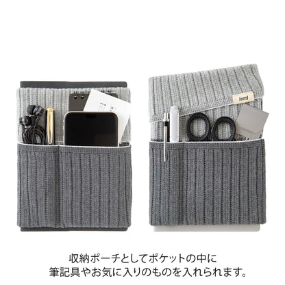 Midori HARAMAKI Knitted Book Band with Pockets - Two - tone Gray - Notebook Bands