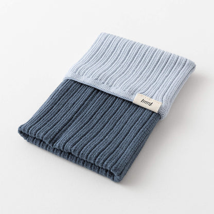 Midori HARAMAKI Knitted Book Band with Pockets - Two - tone Light Blue - Notebook Bands