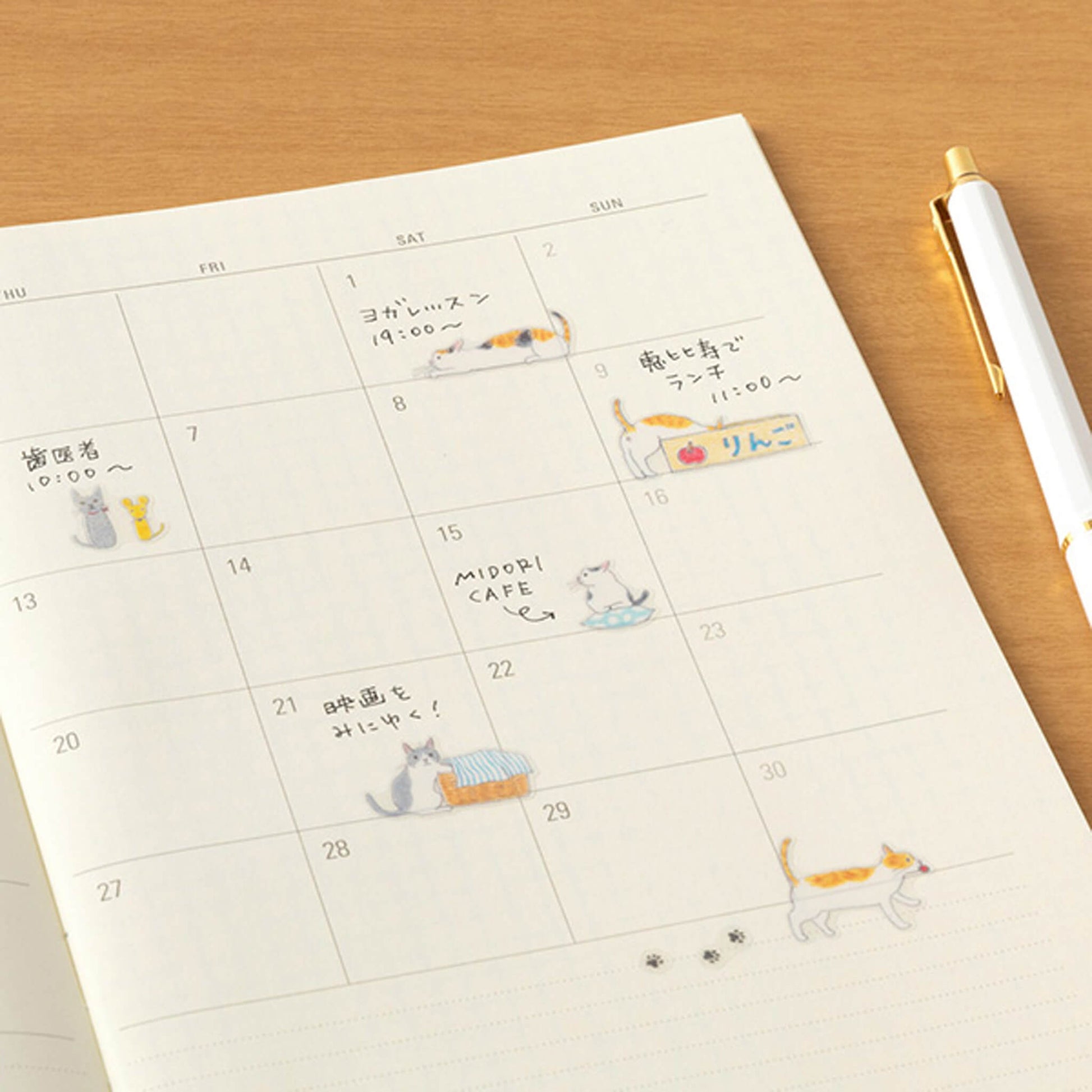Midori Journal Sticker - Cat M - Sticker Sheets
