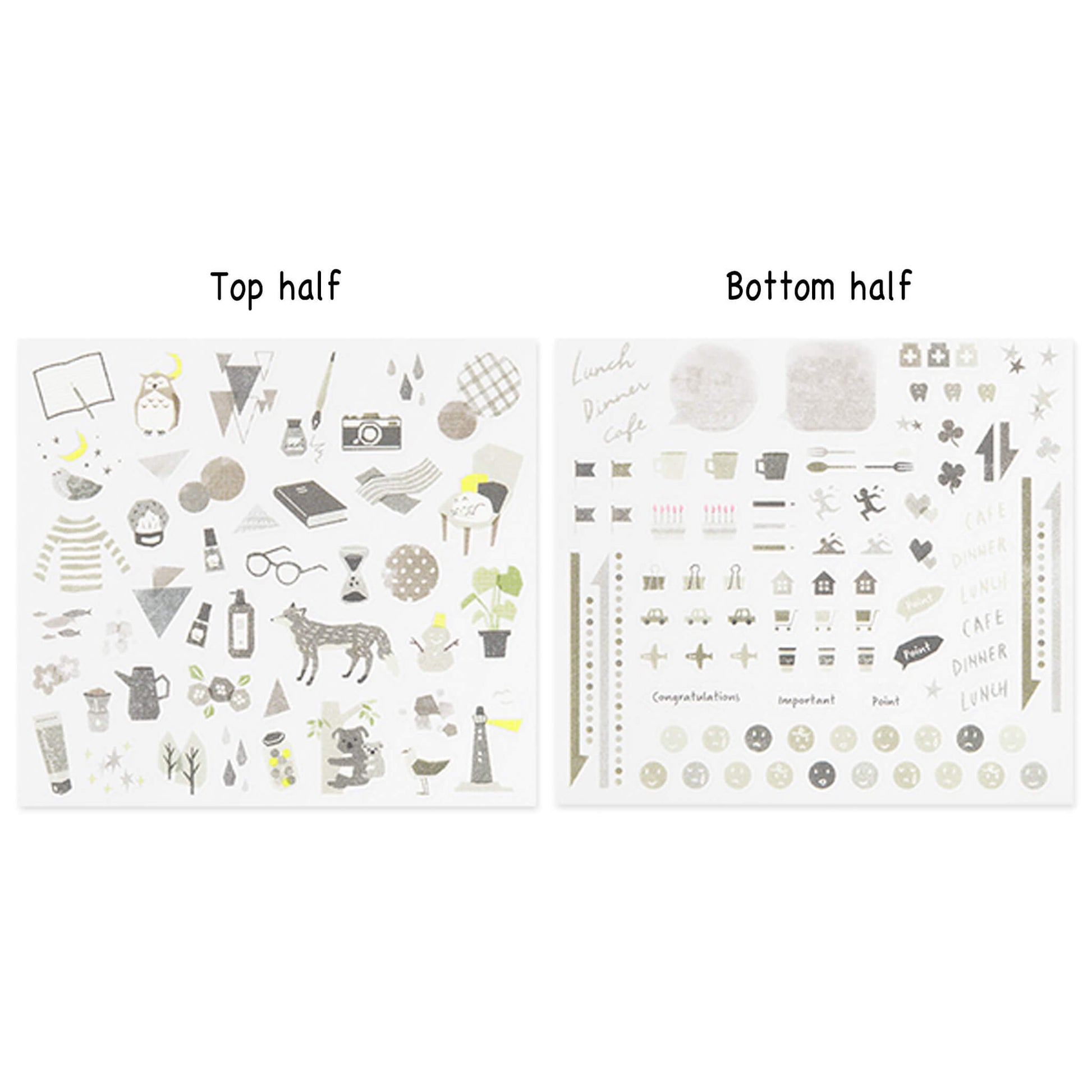 Midori Journal Sticker - Gray Tone - Sticker Sheets