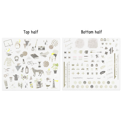 Midori Journal Sticker - Gray Tone - Sticker Sheets
