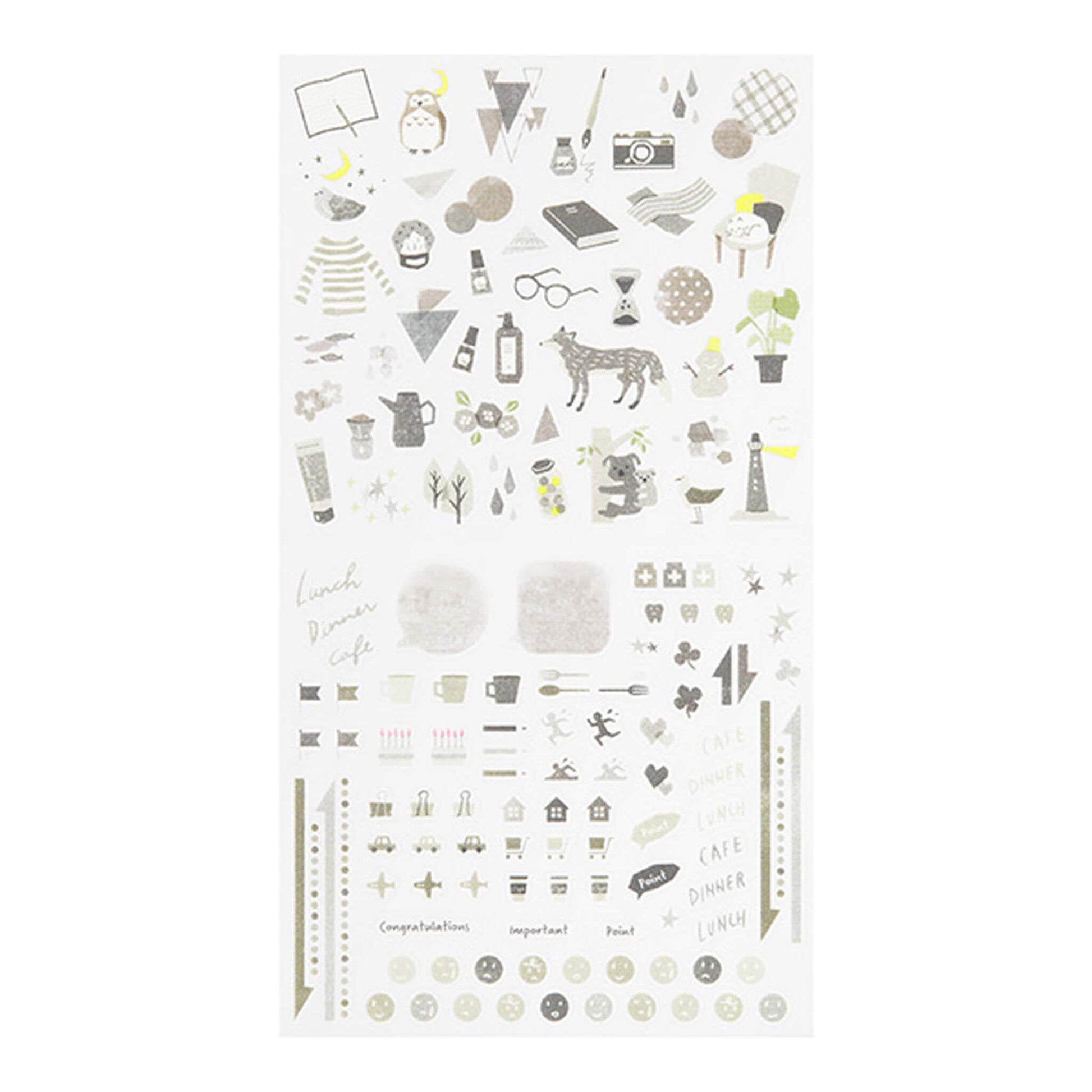 Midori Journal Sticker - Gray Tone - Sticker Sheets