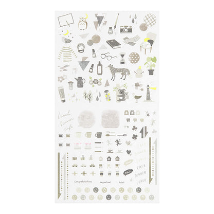 Midori Journal Sticker - Gray Tone - Sticker Sheets