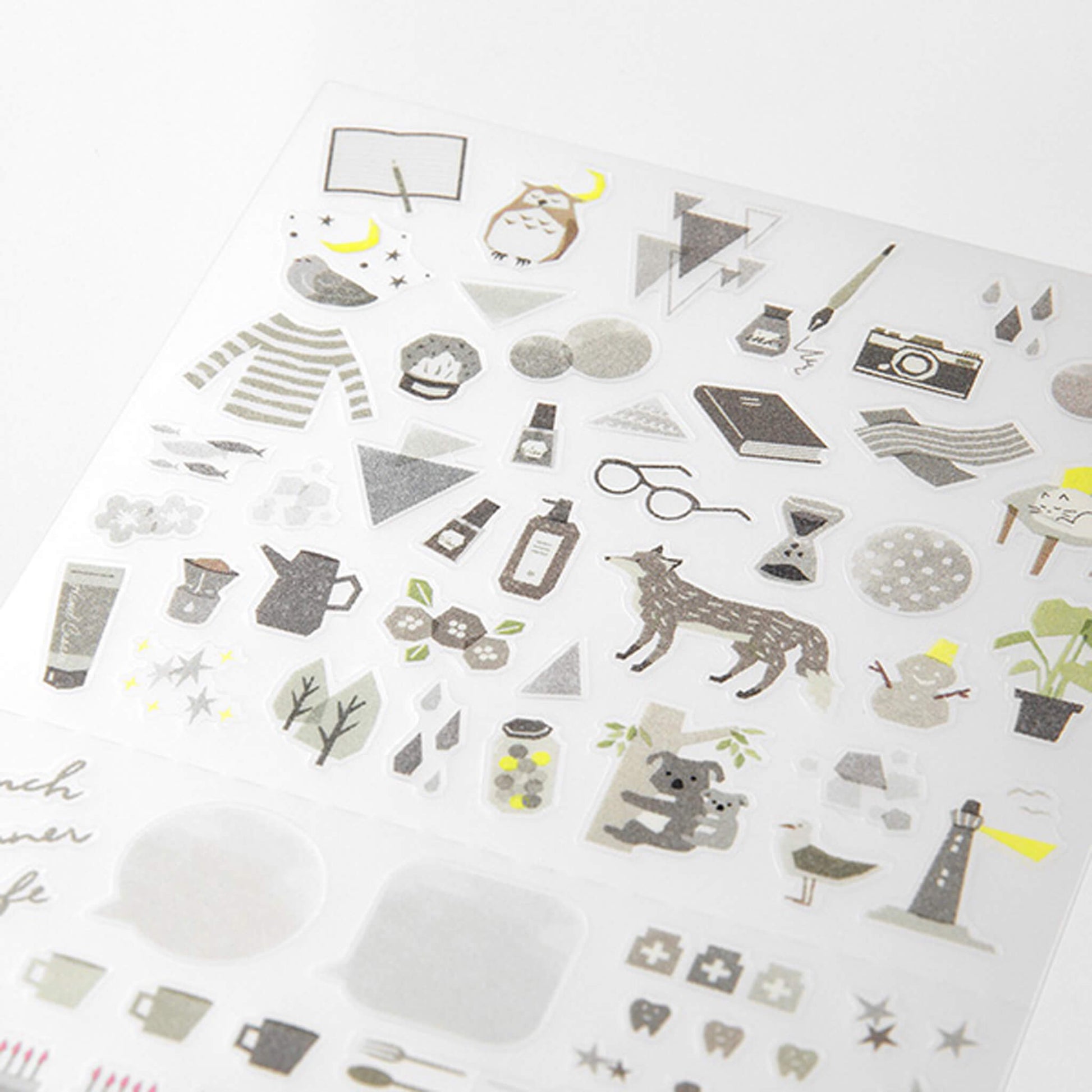 Midori Journal Sticker - Gray Tone - Sticker Sheets