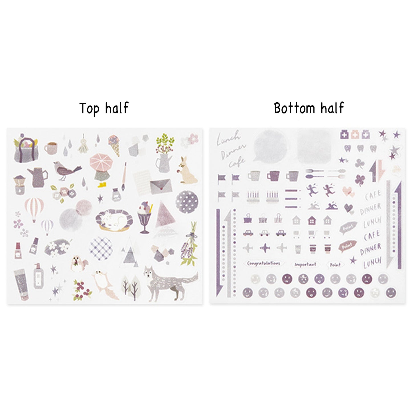 Midori Journal Sticker - Lavender Tone - Sticker Sheets