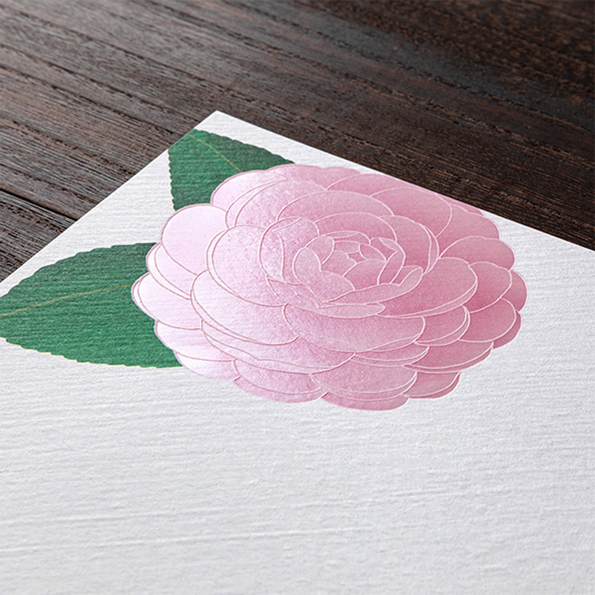 Midori Kami Series Letter Pad - Pearlescent Foil Camellia - Letter Writing Pads