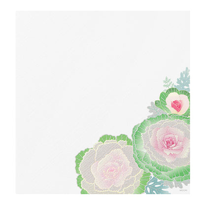 Midori Kami Series Letter Pad - Pearlescent Silkscreen Ornamental Kale Wreath - Letter Writing Pads