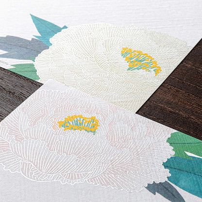 Midori Kami Series Letter Pad - Pearlescent Silkscreen Winter Peony - Letter Writing Pads