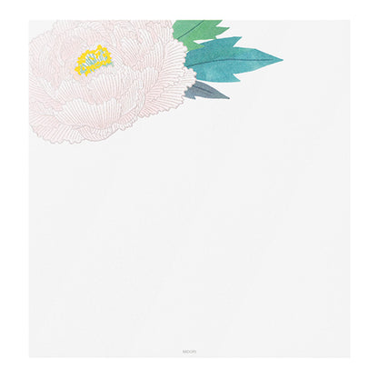 Midori Kami Series Letter Pad - Pearlescent Silkscreen Winter Peony - Letter Writing Pads