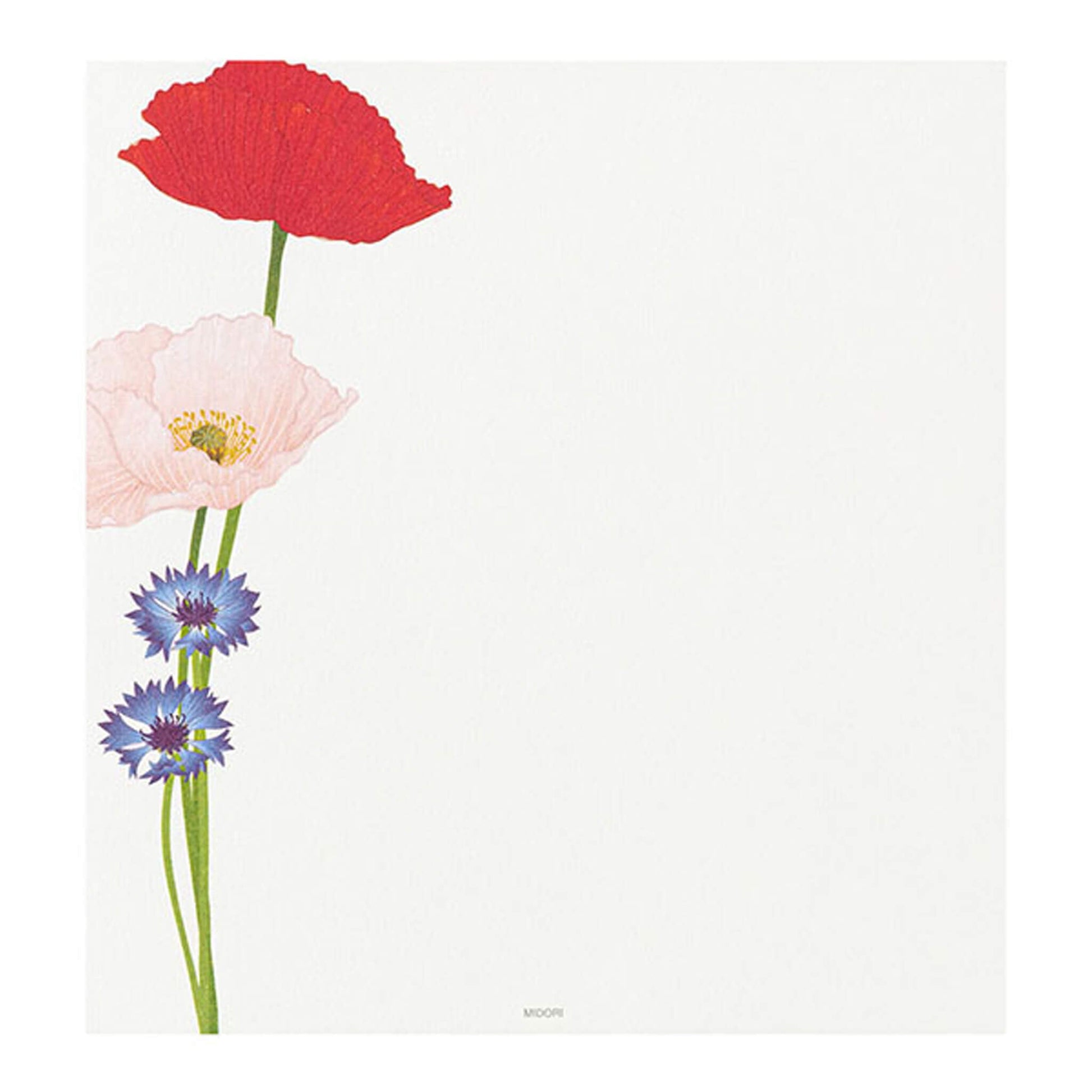 Midori Kami Series Letter Pad - Poppy | 4 Designs - Letter Writing Pads