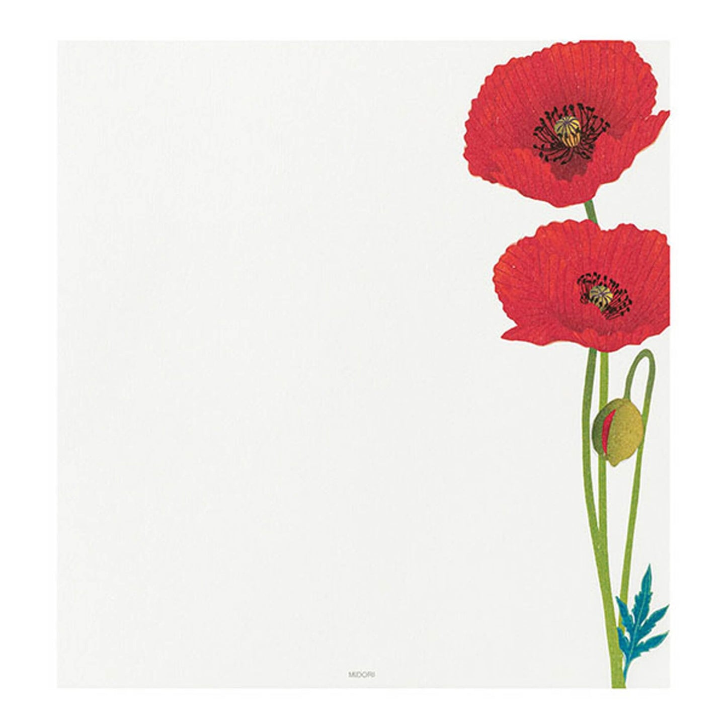 Midori Kami Series Letter Pad - Poppy | 4 Designs - Letter Writing Pads