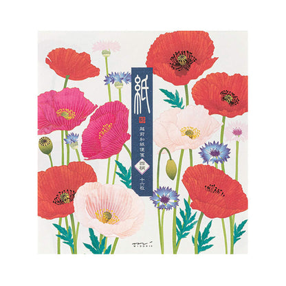 Midori Kami Series Letter Pad - Poppy | 4 Designs - Letter Writing Pads