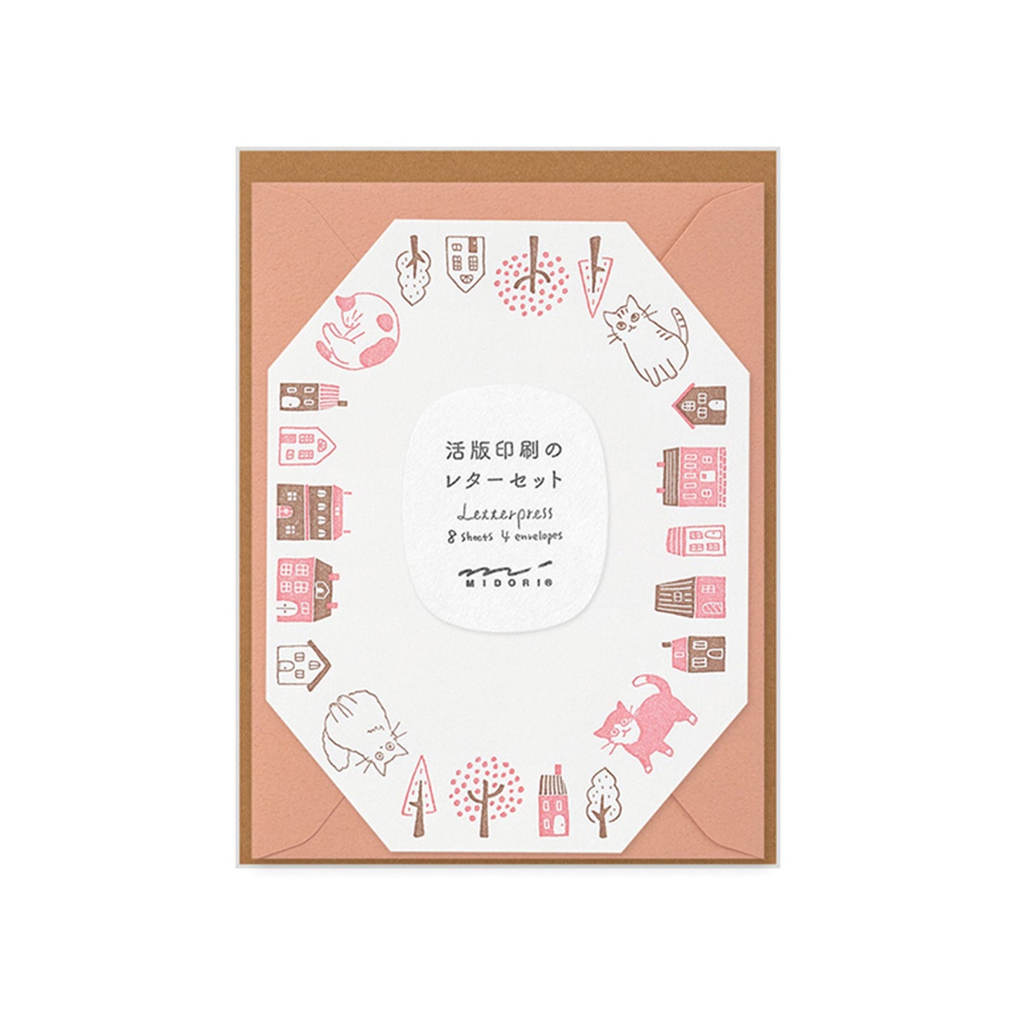 Midori Letterpress Die Cut Letter Set - Cat - Mini Letter Writing Sets