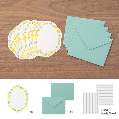 Midori Letterpress Die Cut Letter Set - Lemon - Mini Letter Writing Sets