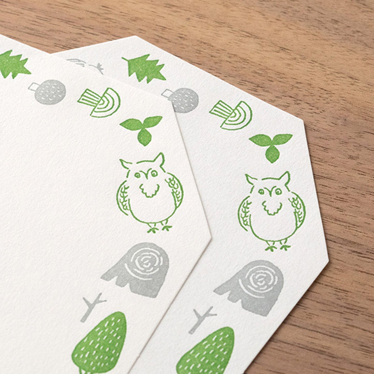 Midori Letterpress Die Cut Letter Set - Owl - Mini Letter Writing Sets