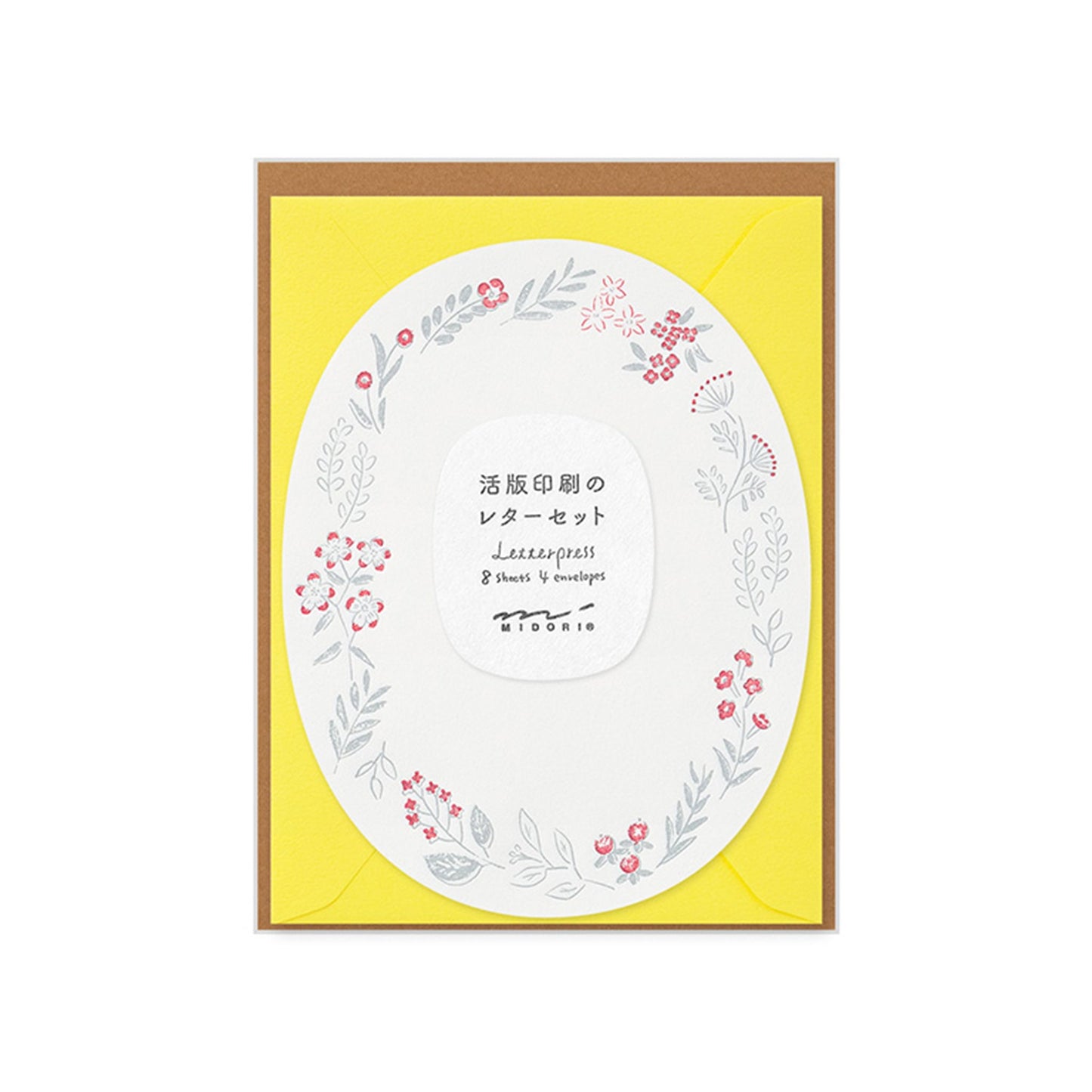 Midori Letterpress Die Cut Letter Set - Red Wreath - Mini Letter Writing Sets