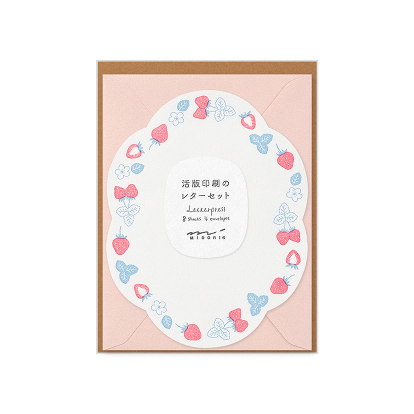 Midori Letterpress Die Cut Letter Set - Strawberry - Mini Letter Writing Sets